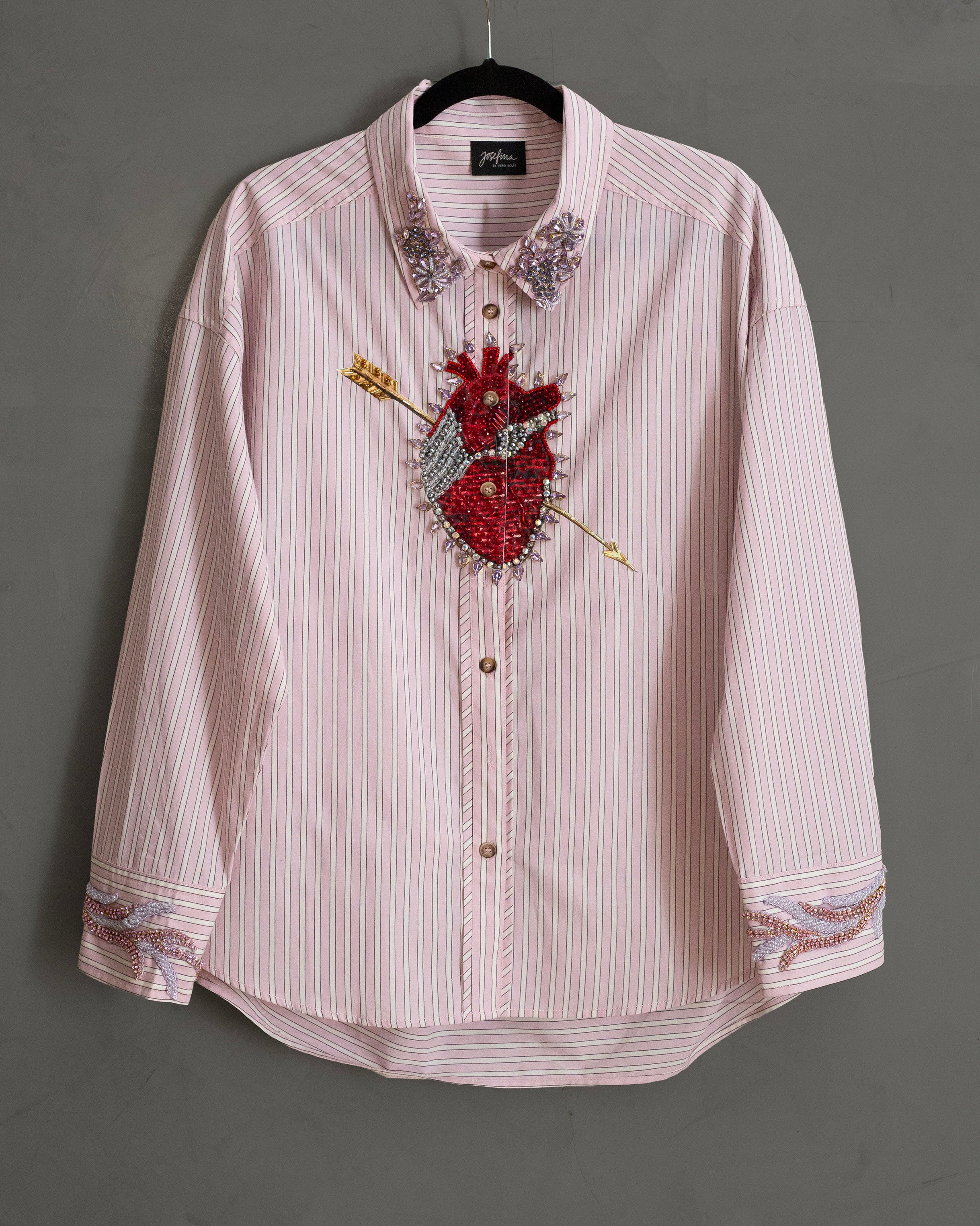 Camisera rayas rosa corazón