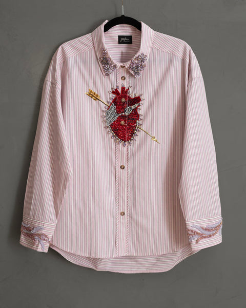 Camisera rayas rosa corazón