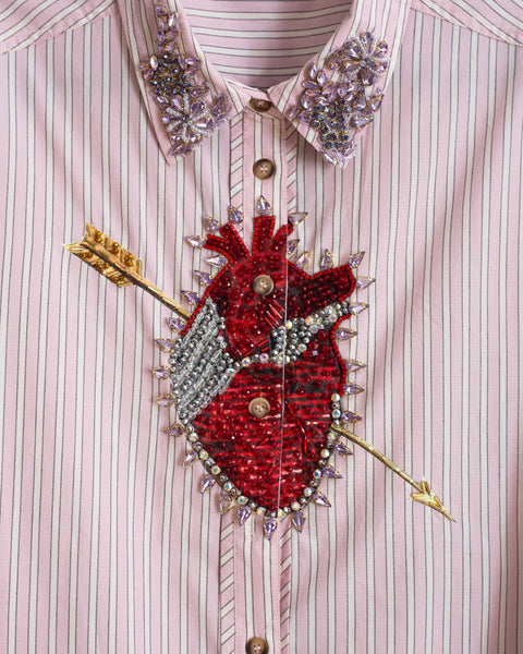 Camisera rayas rosa corazón