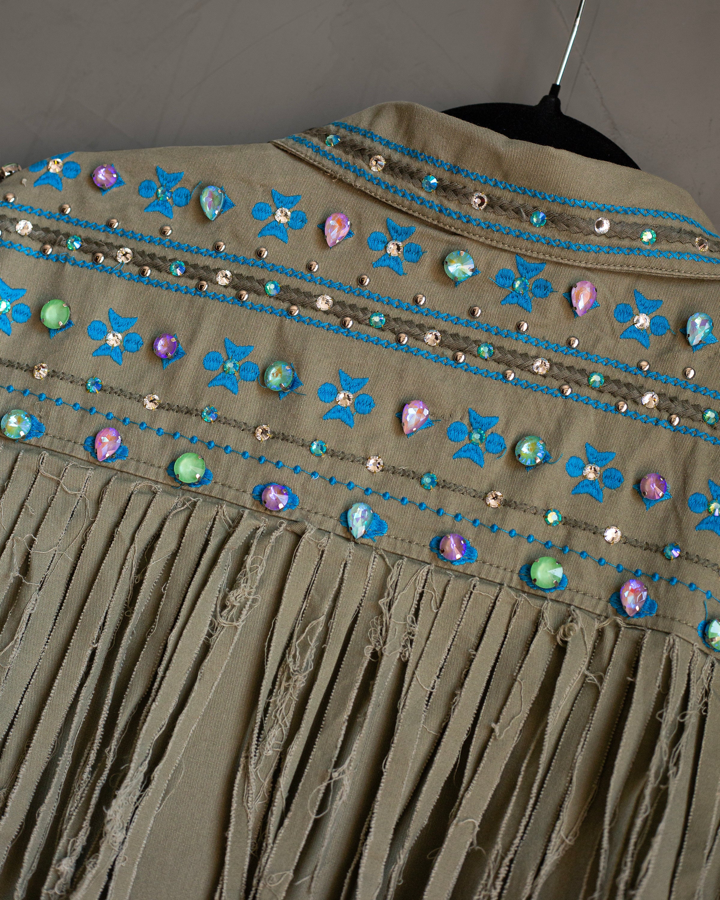 Sobrecamisa verde con flecos Mexican