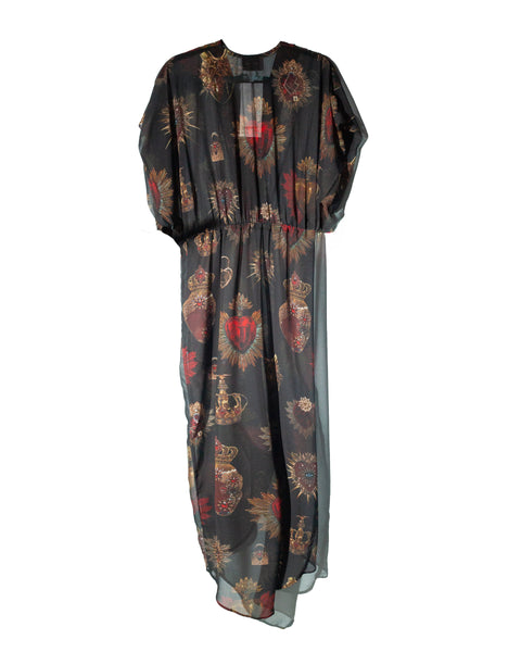 Vestido/Kimono Negro Sagrado Corazónes Cristales