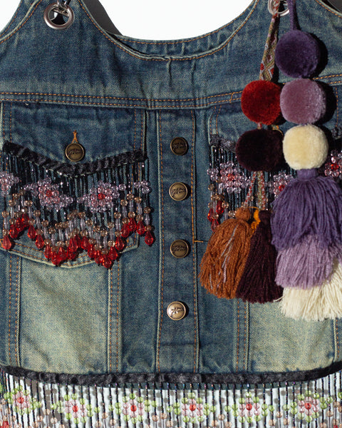 Bolsa Denim Flecos Pedreria