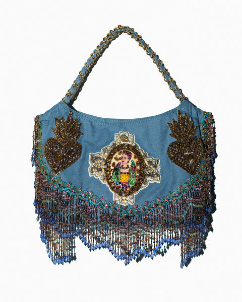 Bolsa Denim Flecos Cristales