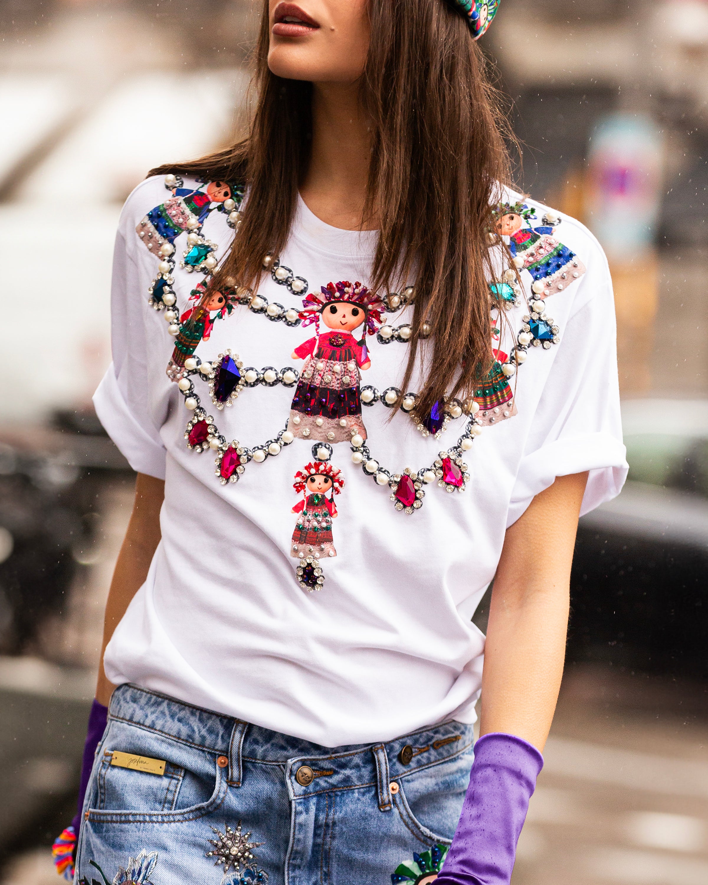 Tshirt blanca Lele collar