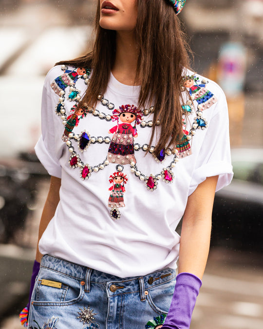 Tshirt blanca Lele collar