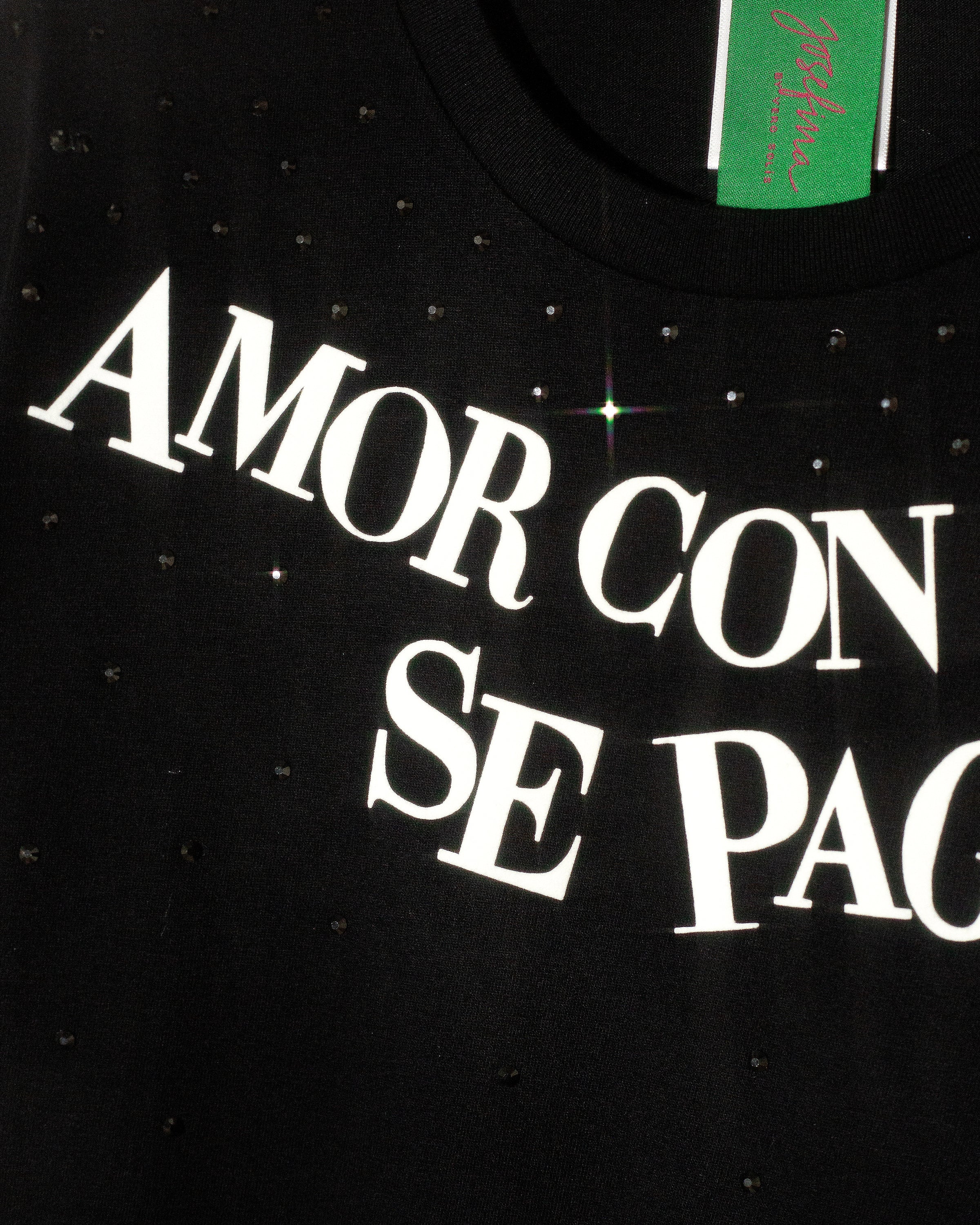 T shirt negra con cristales Amor con amor