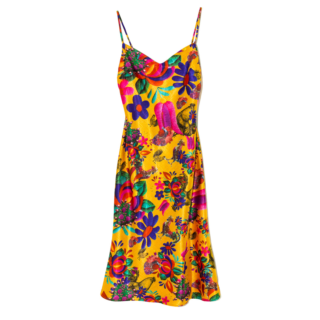 Slip dress amarillo mexicano