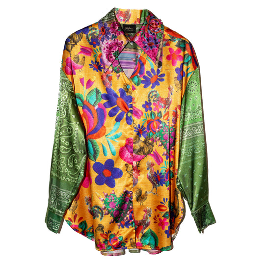 Camisera satinada mixed prints