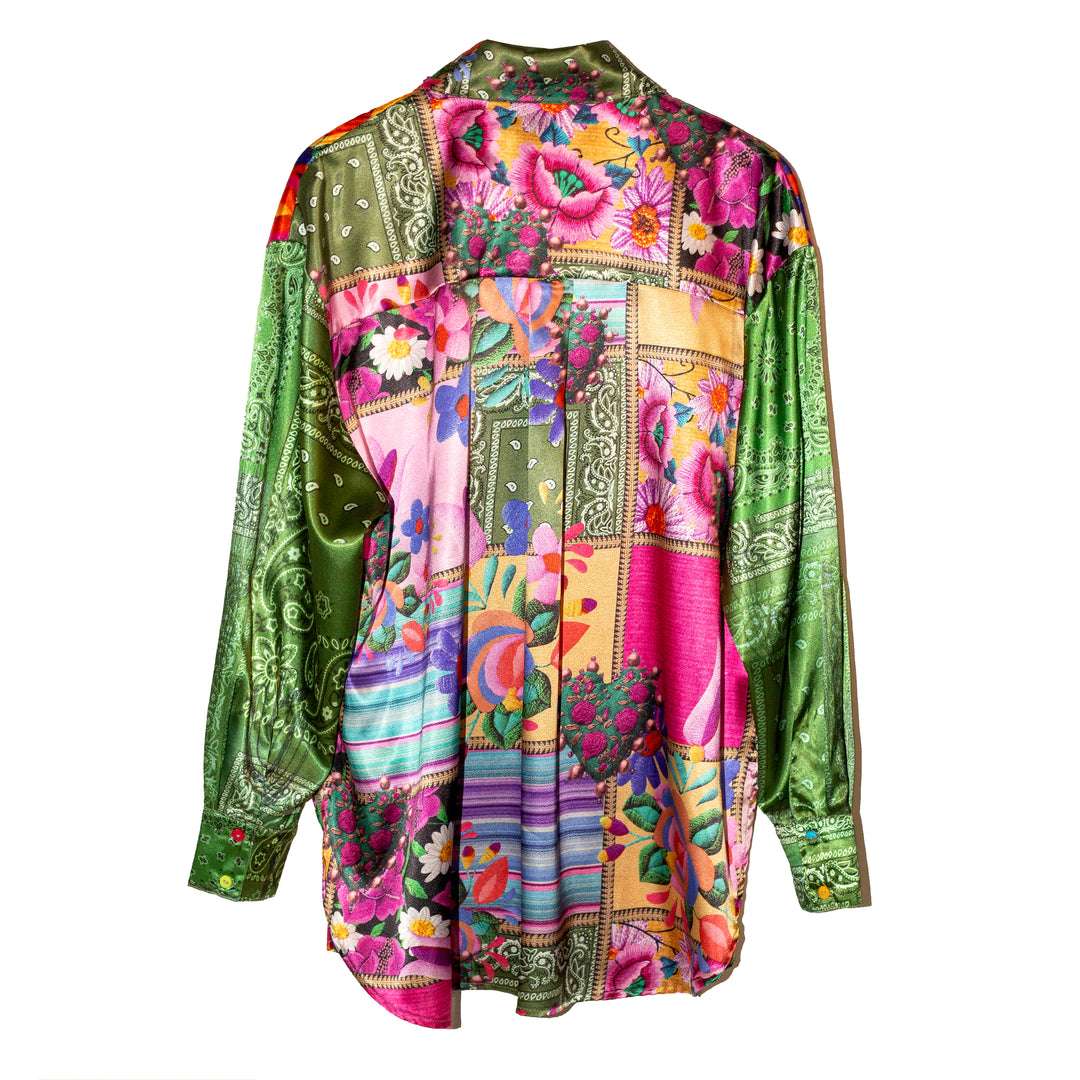 Camisera satinada mixed prints