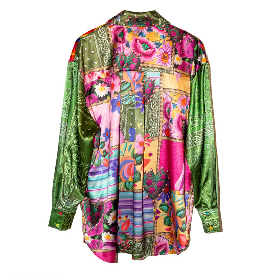 Camisera satinada mixed prints
