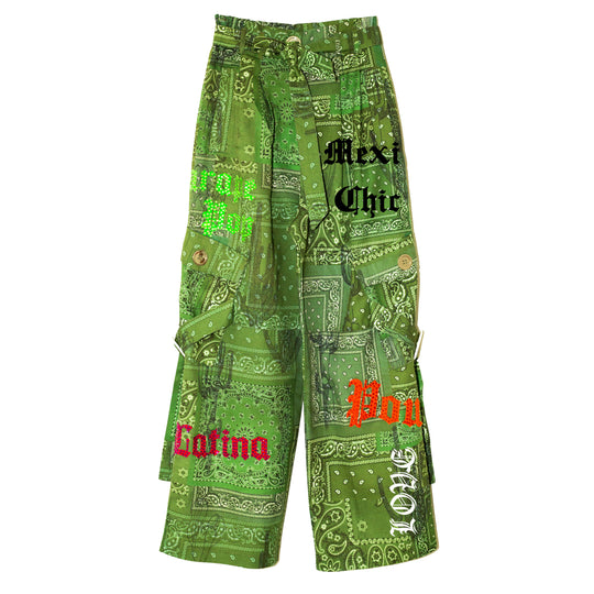 Pantalón cargo verde bandana zarape pop