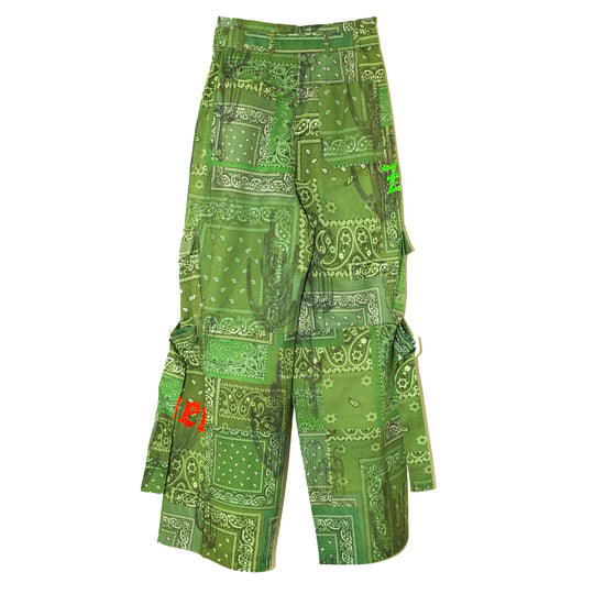 Pantalón cargo verde bandana zarape pop