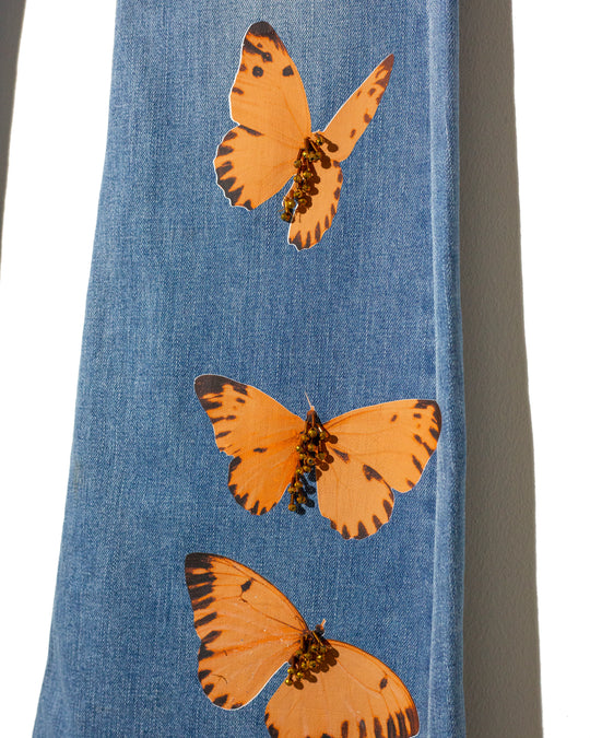 Flared jeans corazones y mariposas