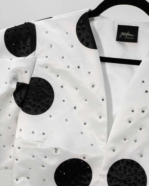 Croped blazer manga cota polkadot