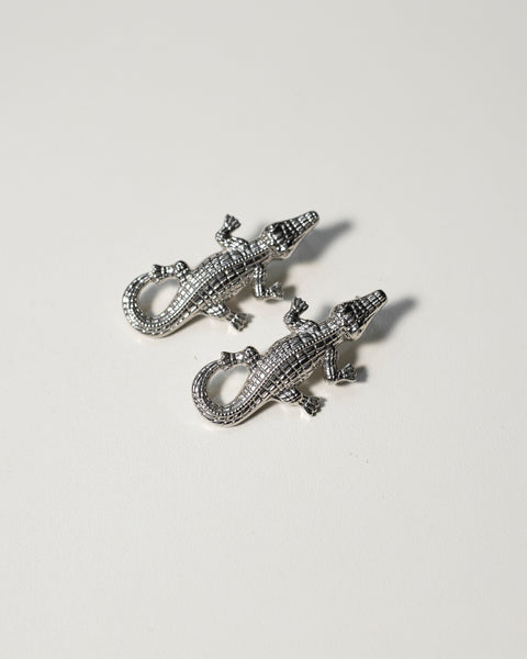Aretes lagarto plateados