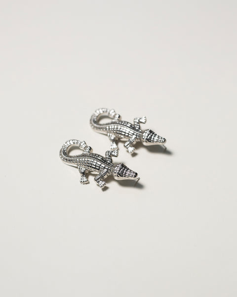 Aretes lagarto plateados
