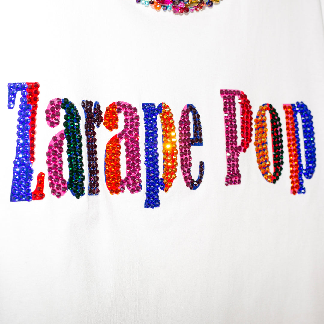 T shirt blanca Zarape Pop collar