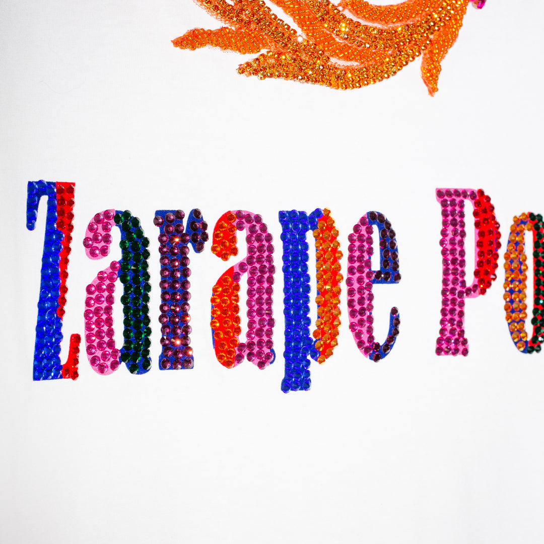 T shirt blanca Zarape Pop con aplicaciones