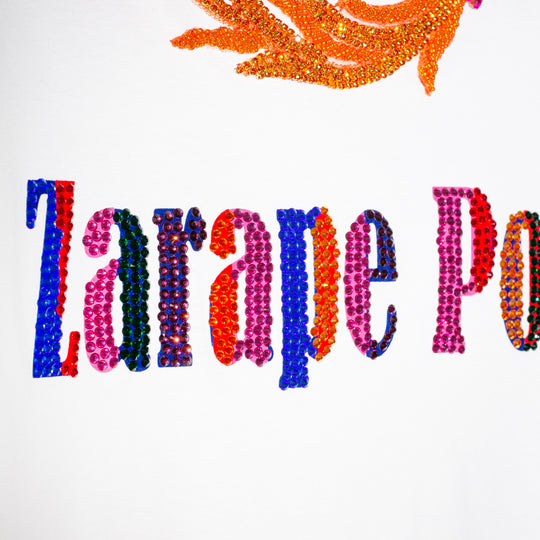 T shirt blanca Zarape Pop con aplicaciones