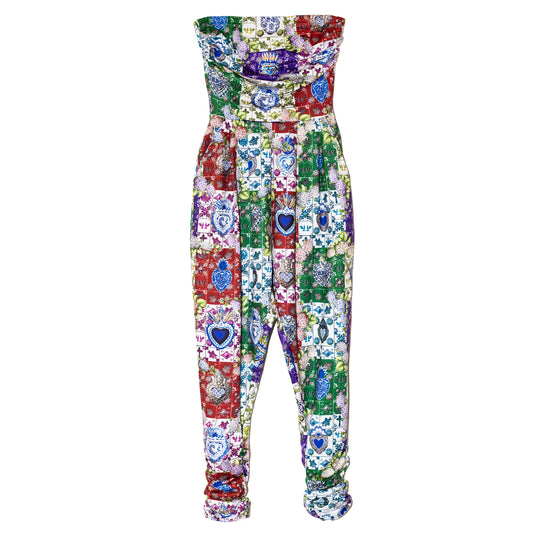 Jumpsuit strapless cuadros colores