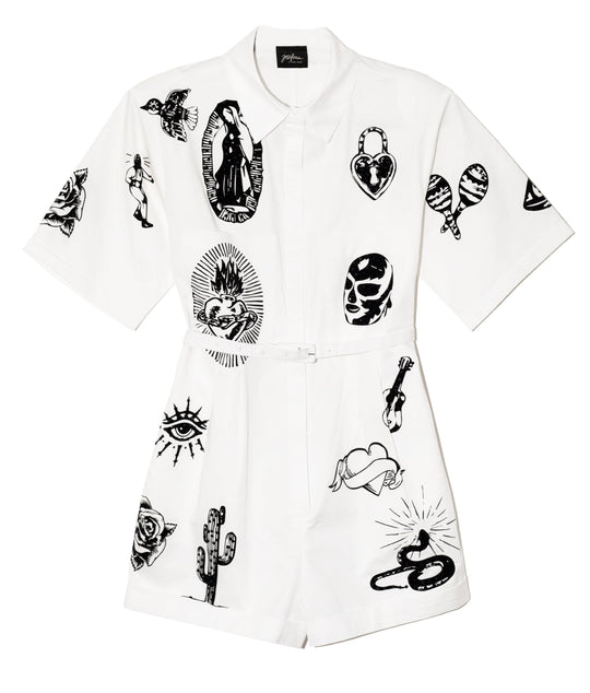 Romper blanco denim icons