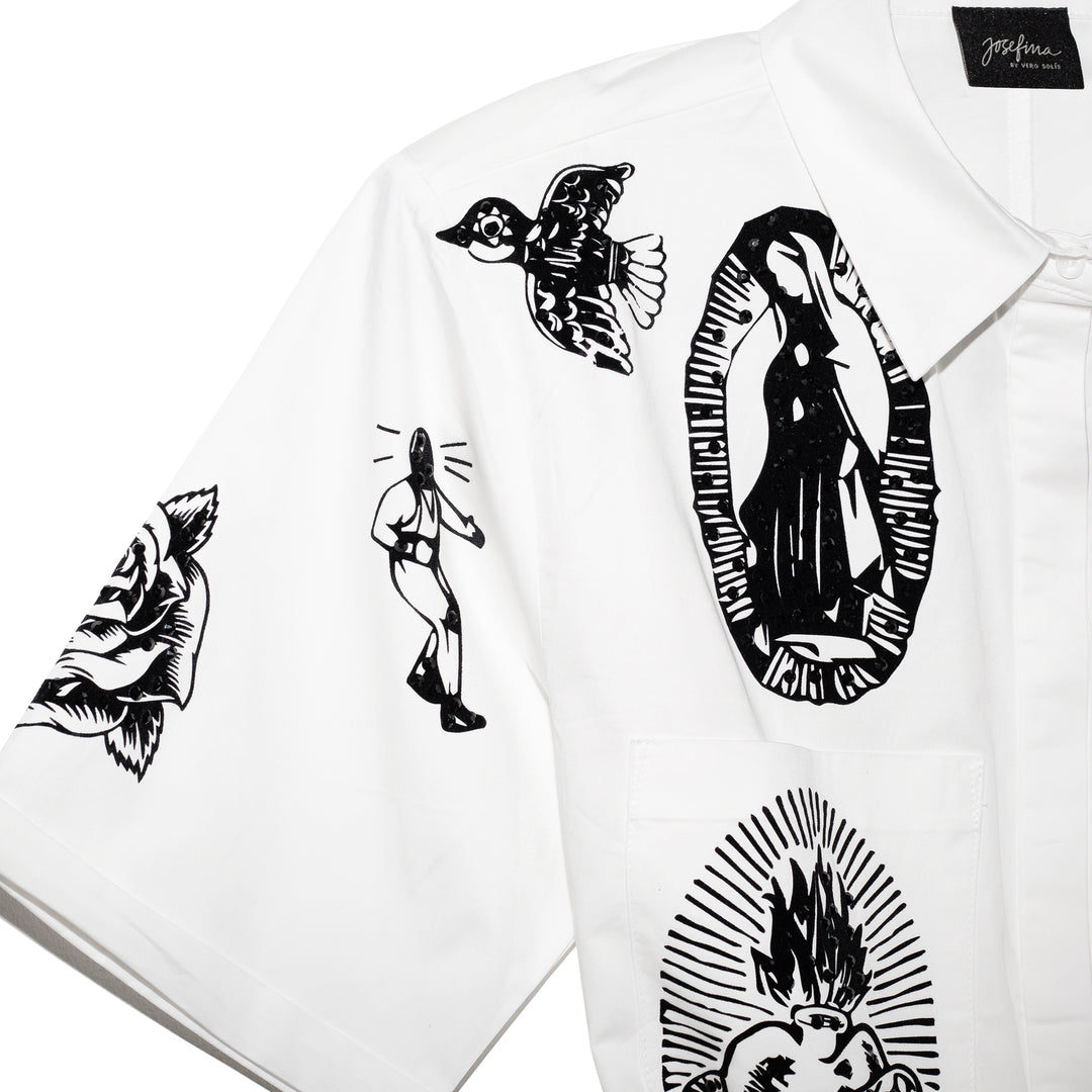 Romper blanco denim icons