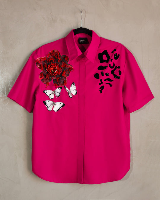 Camisera rosa Flor + mariposas