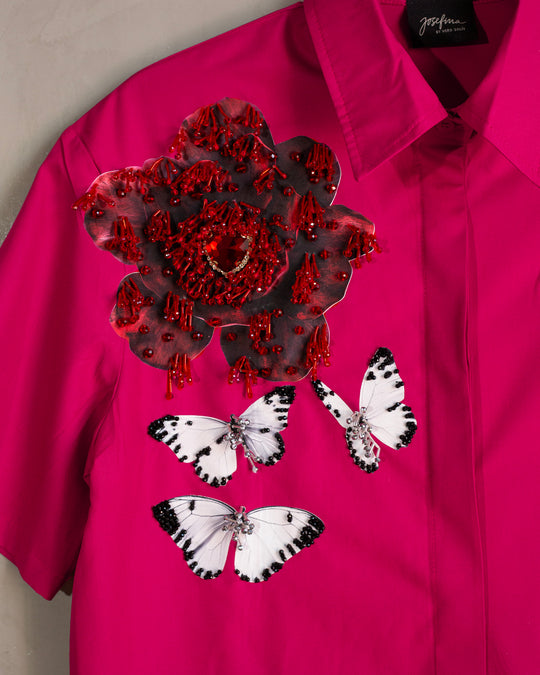 Camisera rosa Flor + mariposas