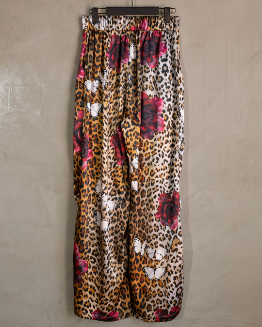 Pantalón cargo satinado animal print + rosas