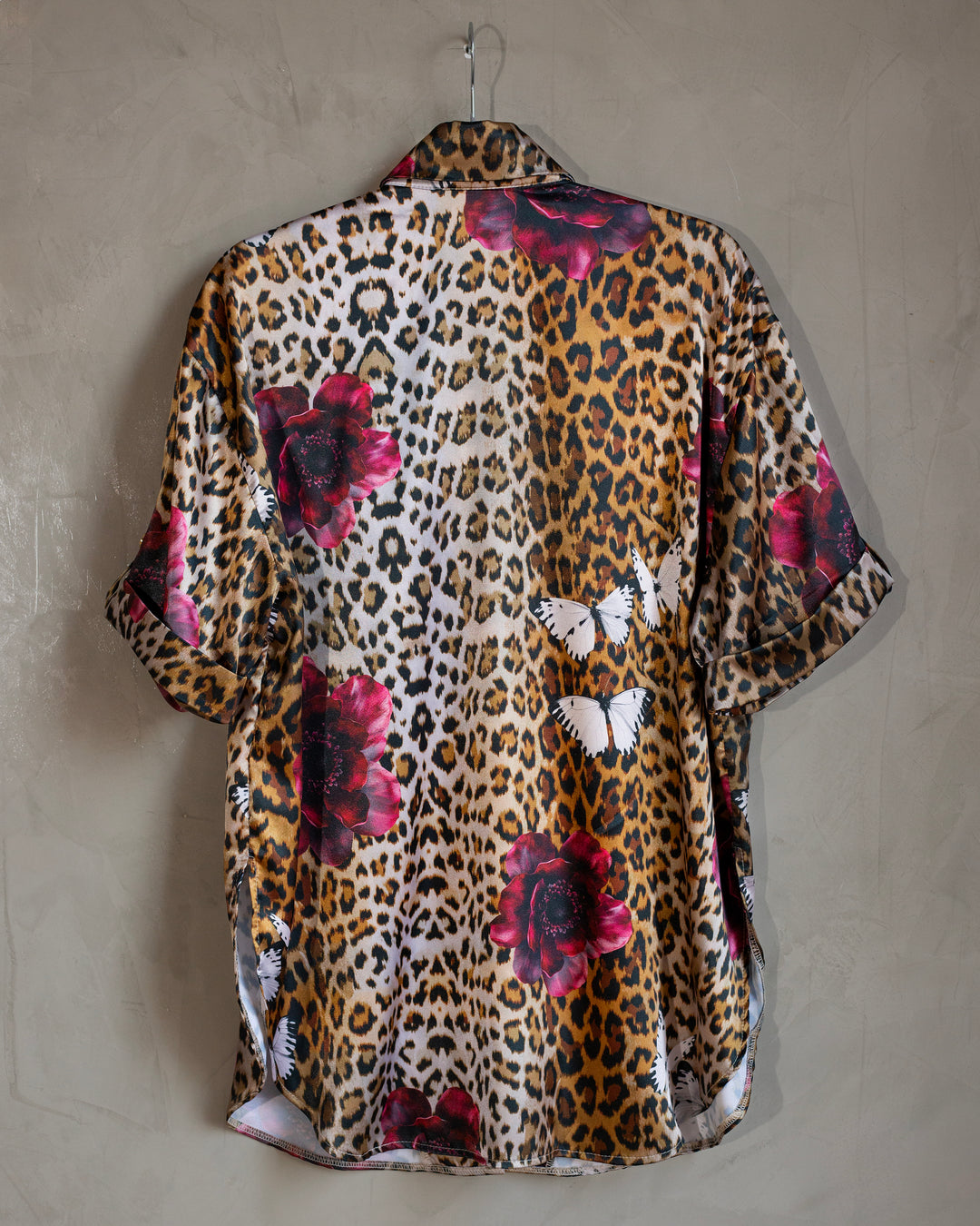 Camisera satin animal print + flores