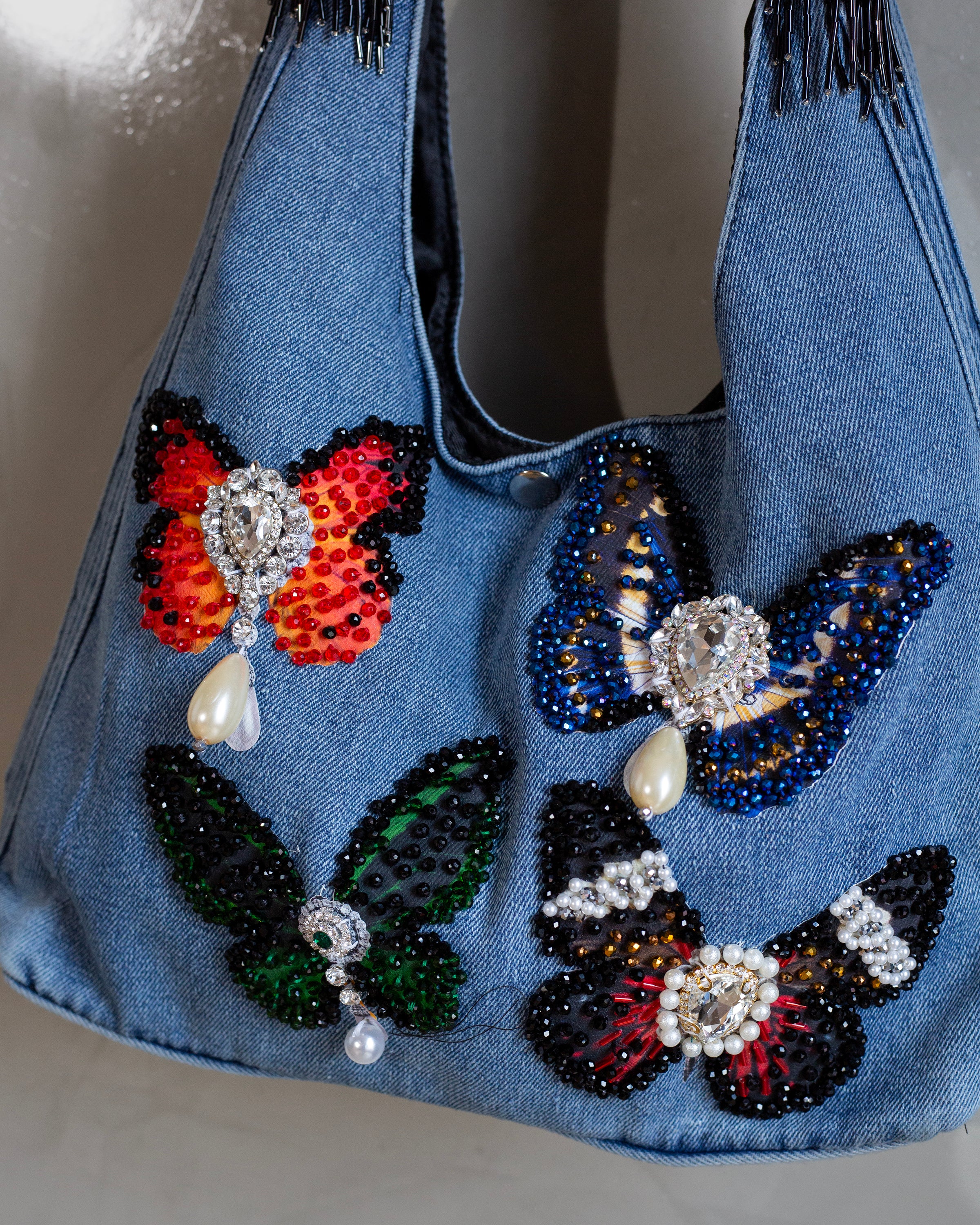 Bolso denim mariposas