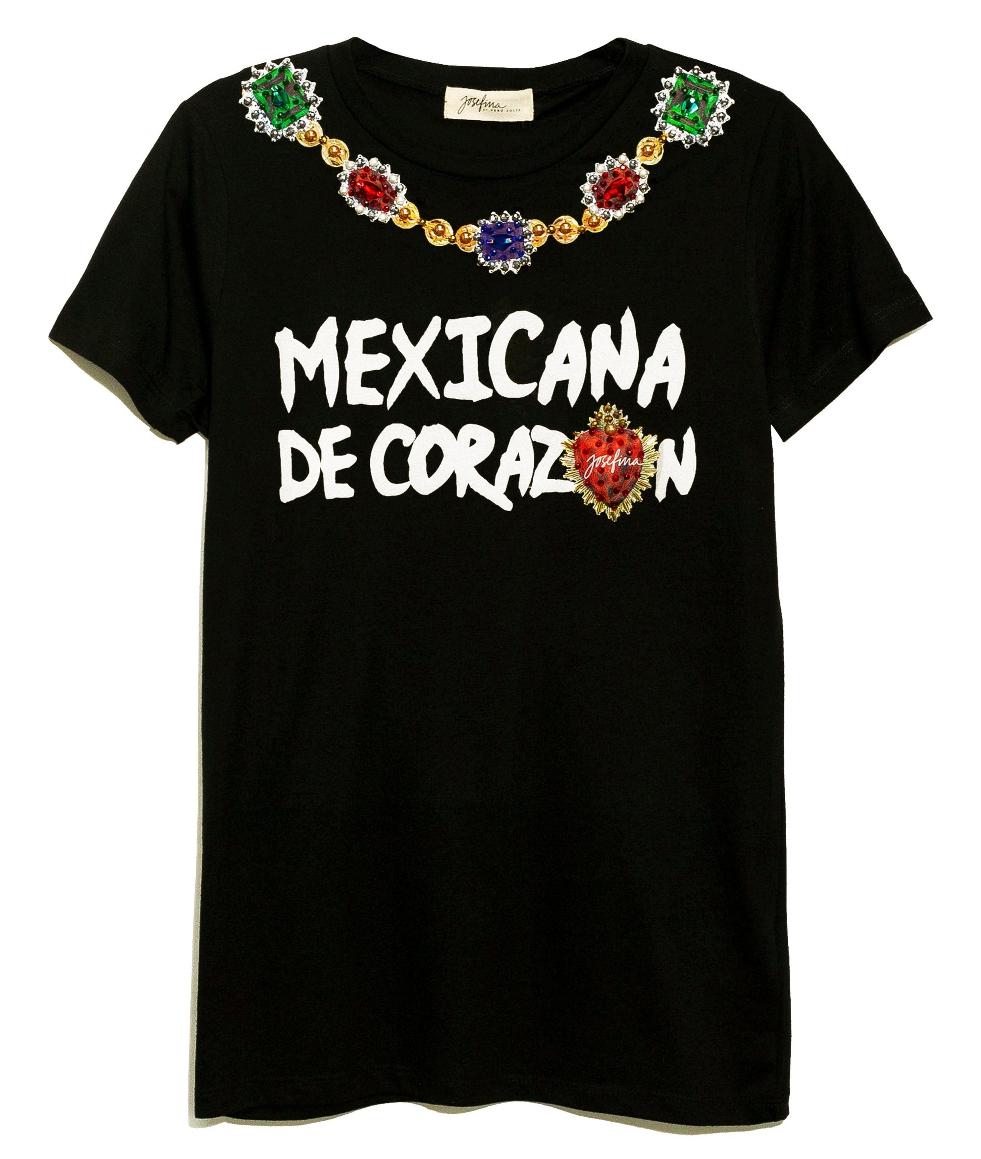 BLUSA NEGRA MEXICANA DE CORAZON COLLAR