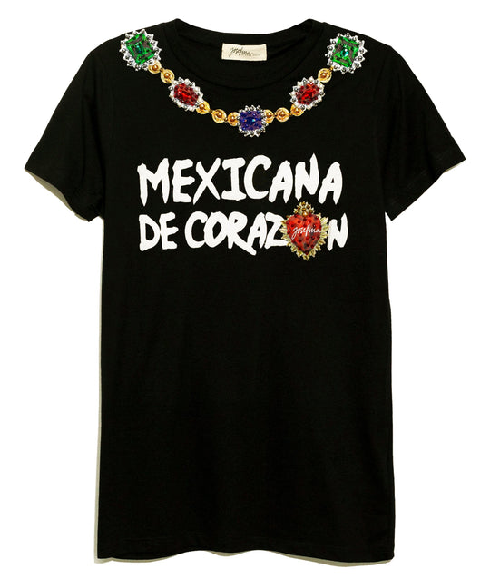 BLUSA NEGRA MEXICANA DE CORAZON COLLAR