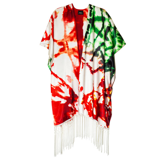 Kimono tie dye mexicano con flecos