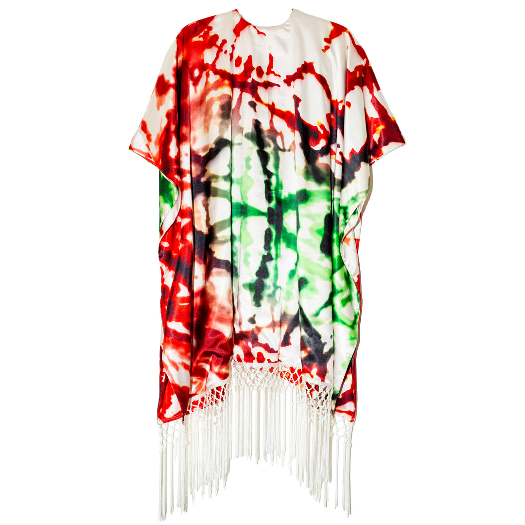Kimono tie dye mexicano con flecos