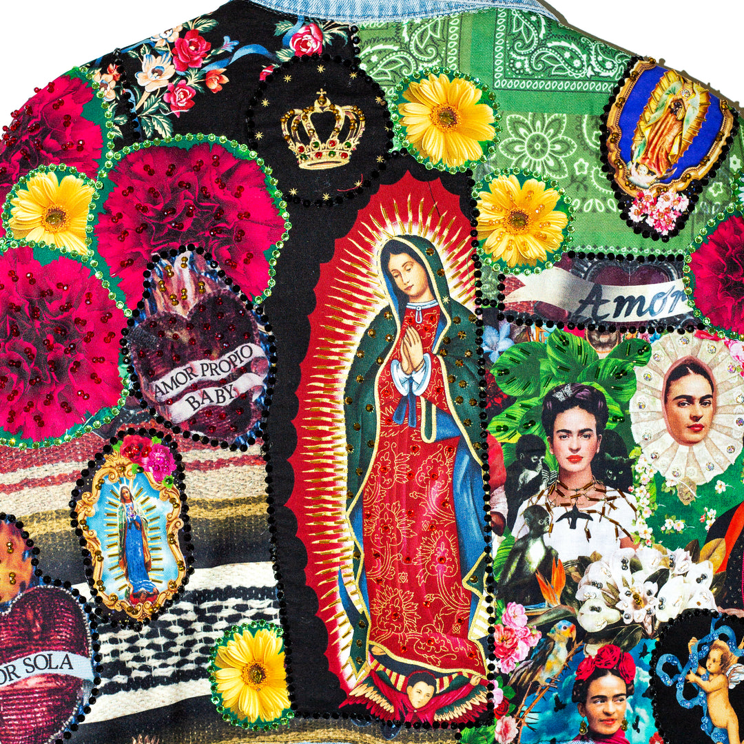 Cropped denim jacket patches