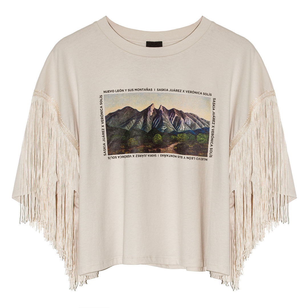 T shirt "N.L. y sus montañas" con flecos