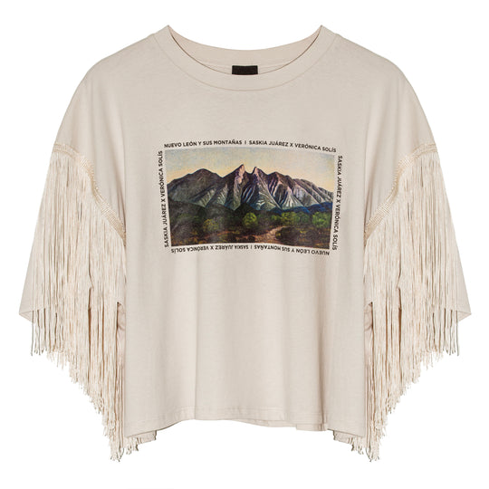 T shirt "N.L. y sus montañas" con flecos