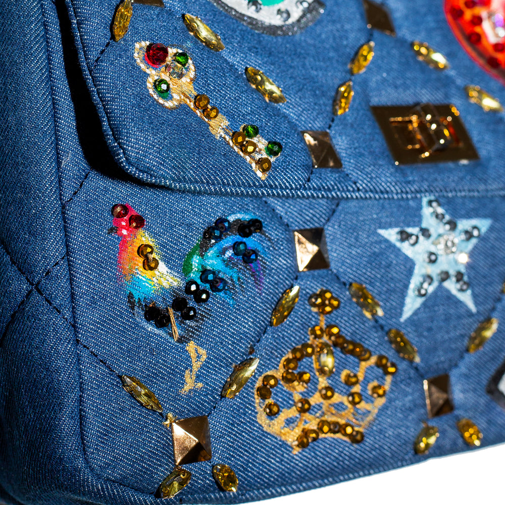 Denim quilted bag ojos