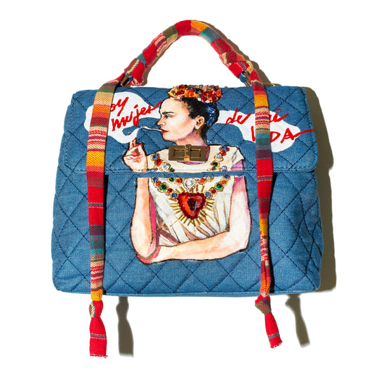 Denim quilted bag Soy la mujer de mi vida