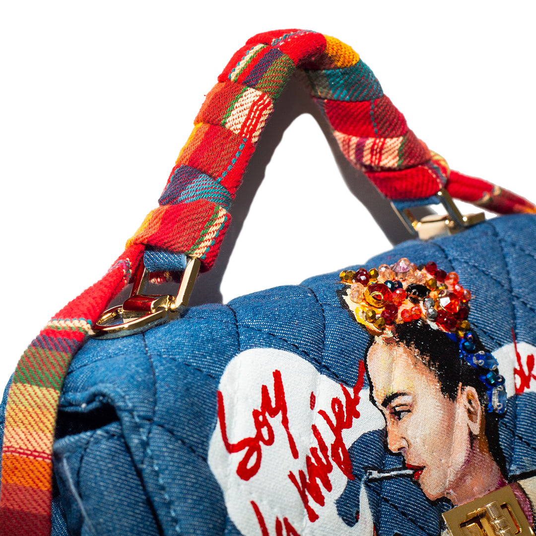 Denim quilted bag Soy la mujer de mi vida