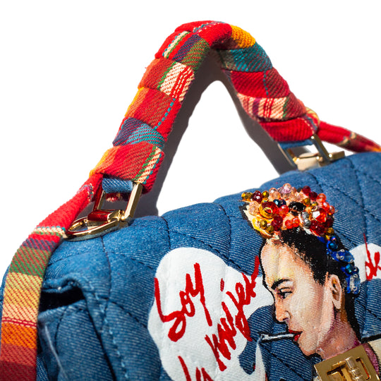 Denim quilted bag Soy la mujer de mi vida