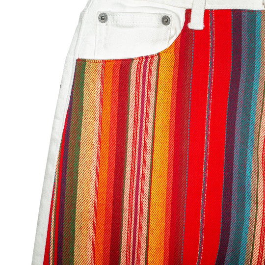 Short denim off white con zarape