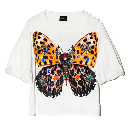 Blusa oversized mariposa con mangas globo