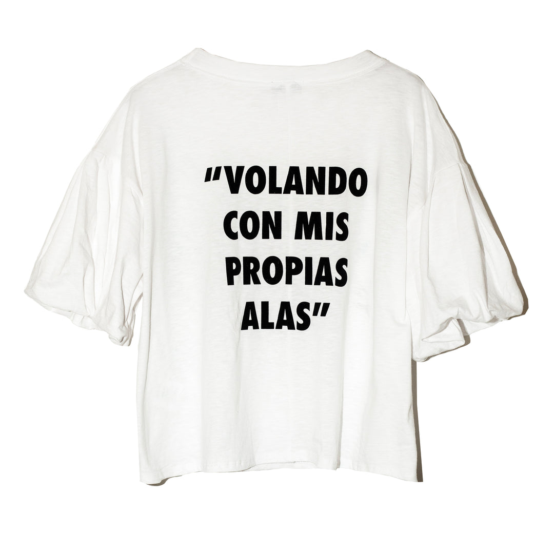 Blusa oversized mariposa con mangas globo