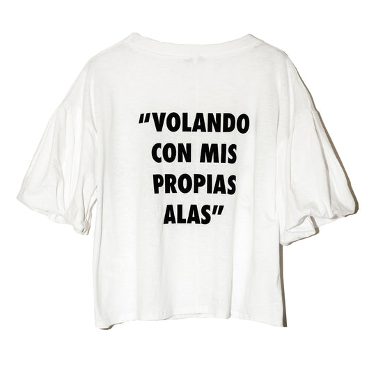 Blusa oversized mariposa con mangas globo