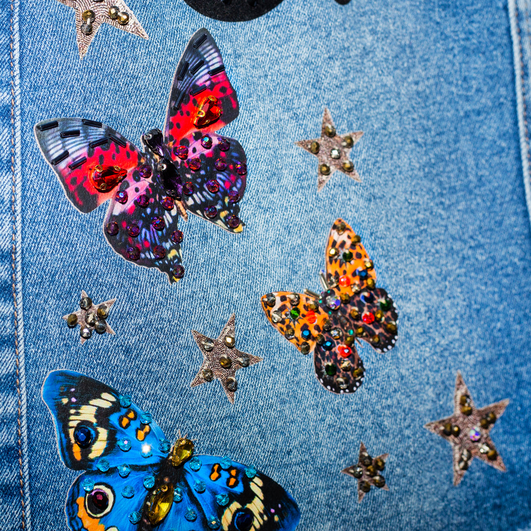 Denim mini skirt Unique con mariposas