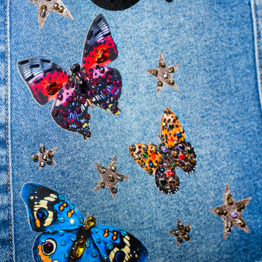 Denim mini skirt Unique con mariposas