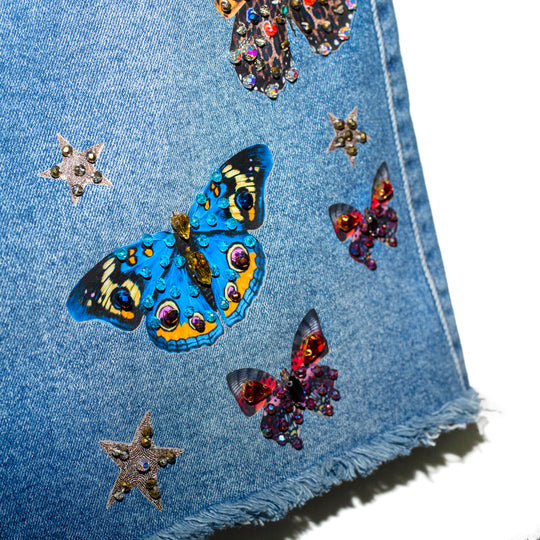 Denim mini skirt Unique con mariposas