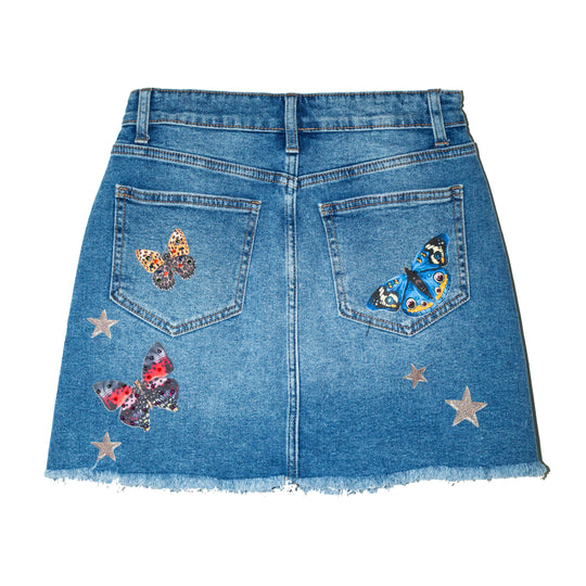 Denim mini skirt Unique con mariposas